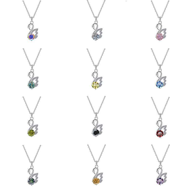 Fine Jewelry Classic S925 Sterling Silver VVs1 Moissanite 1Ct Diamond Swan Pendant Necklace Birthday Party Gift for Ladies