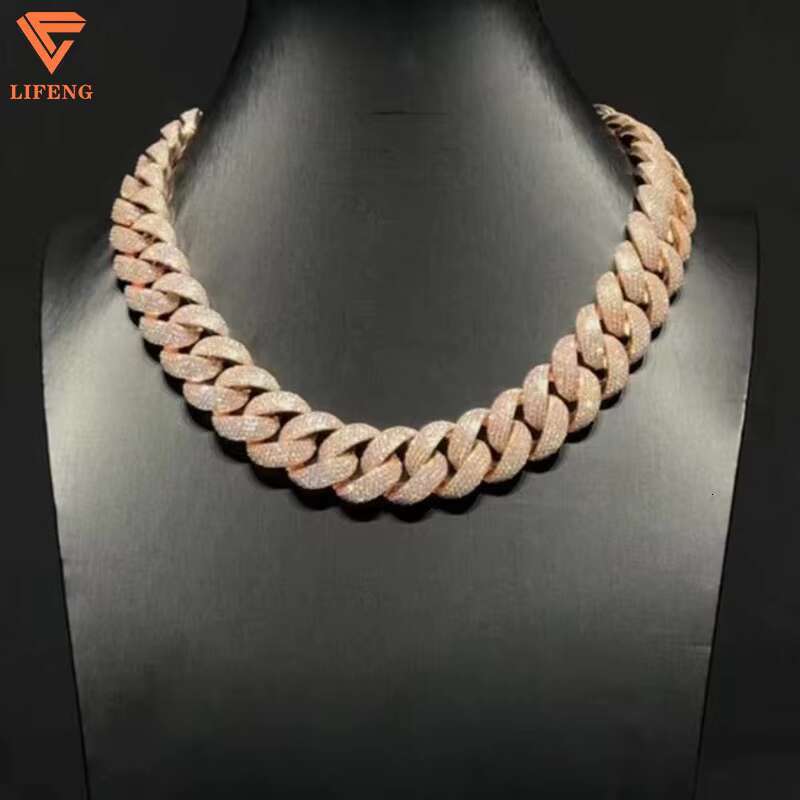 Fine Jewelry 20mm S925 Silver Custom 10k 14k 18k Gold Full Iced Out VVS Moissanite Diamond Necklace Cuban Link Chain