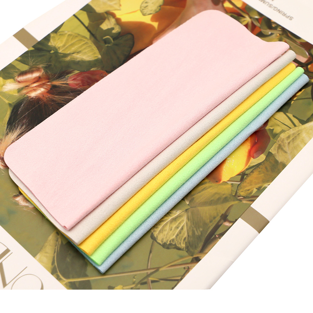 Wholesale Black Beige Suede Glasses Cloth Custom Logo Digital Printing Microfiber Lens Sunglasses Cleaning Cloth