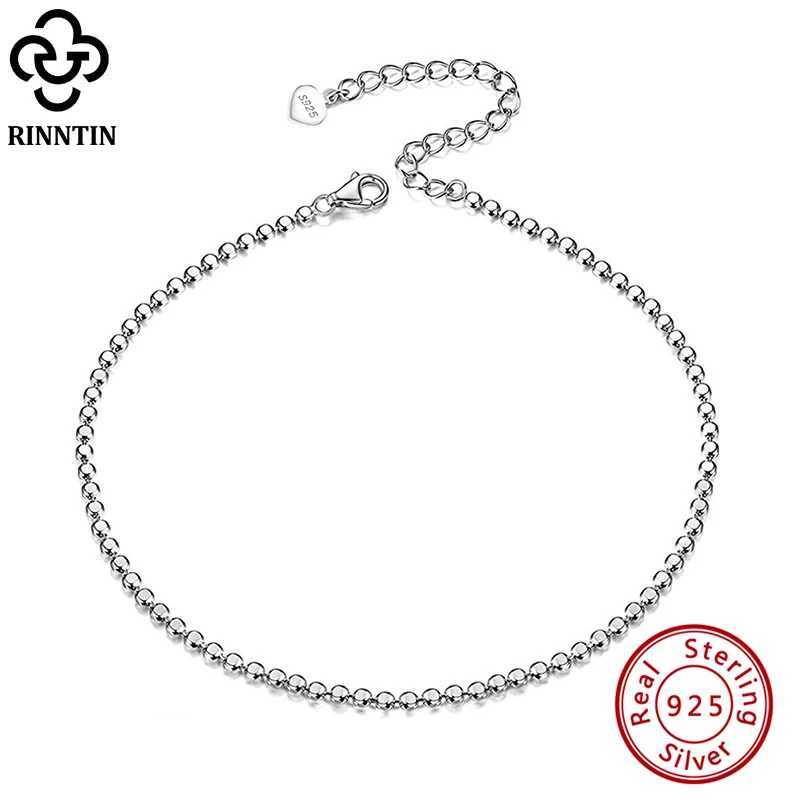 Rinntin 925 Sterling Silver Beads Chain Anklet for Women Fashion Adjustable Summer Beach Foot Bracelet Anklets Jewelry SA13 V250624
