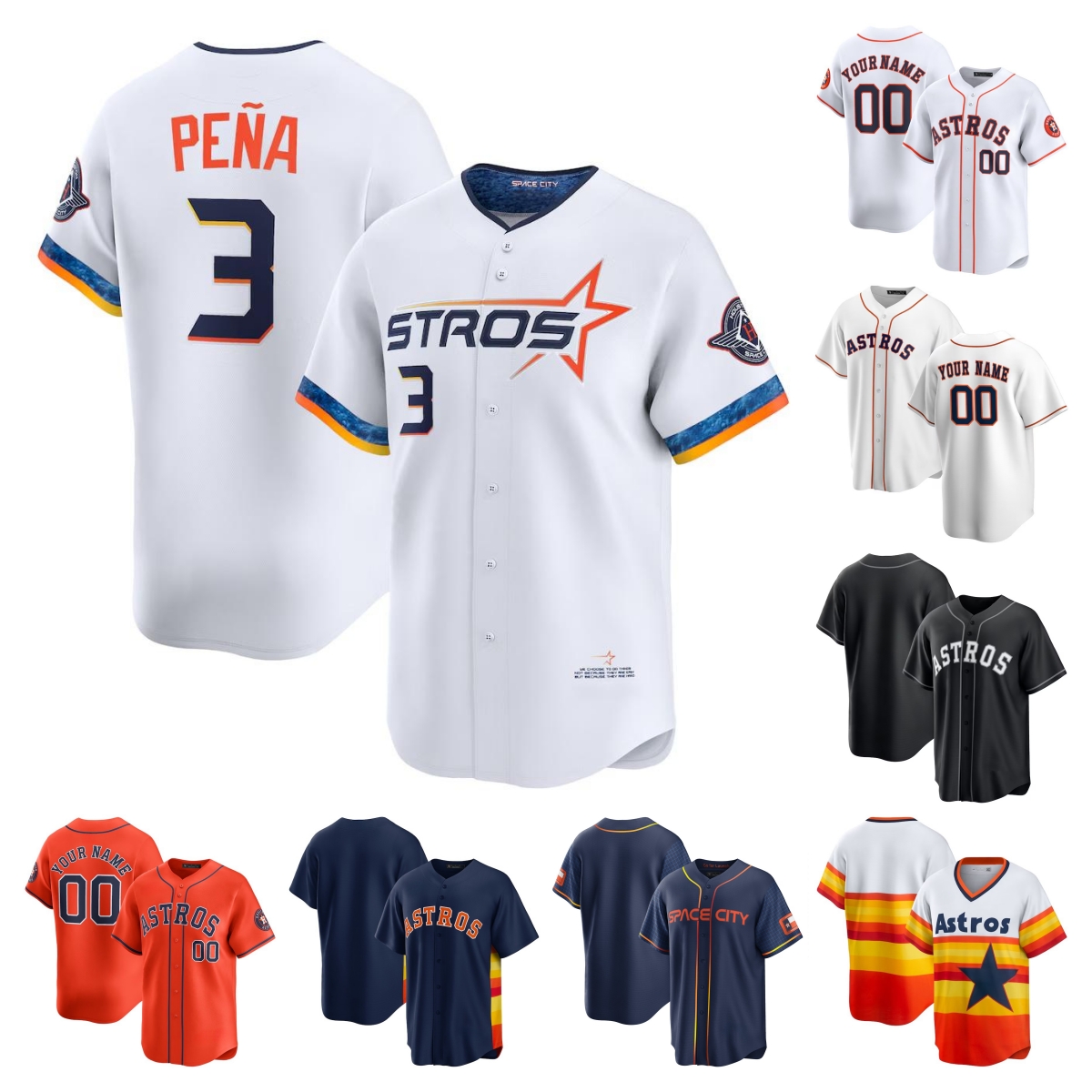 Jeremy Pena Astros Baseball Jersey Jose Altuve Christian Walker Isaac Paredes Yainer Diaz Jake Meyers Cam Smith Victor Caratini Mauricio Dubon Light Out Men Youth