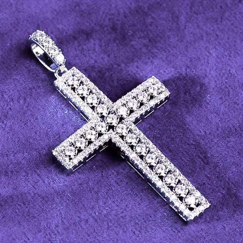 Hip Hop Style Mens GRA D Color Iced out Bling Moissanite Cluster Cross Pendant 925 Sterling Silver Passes Diamond Tester