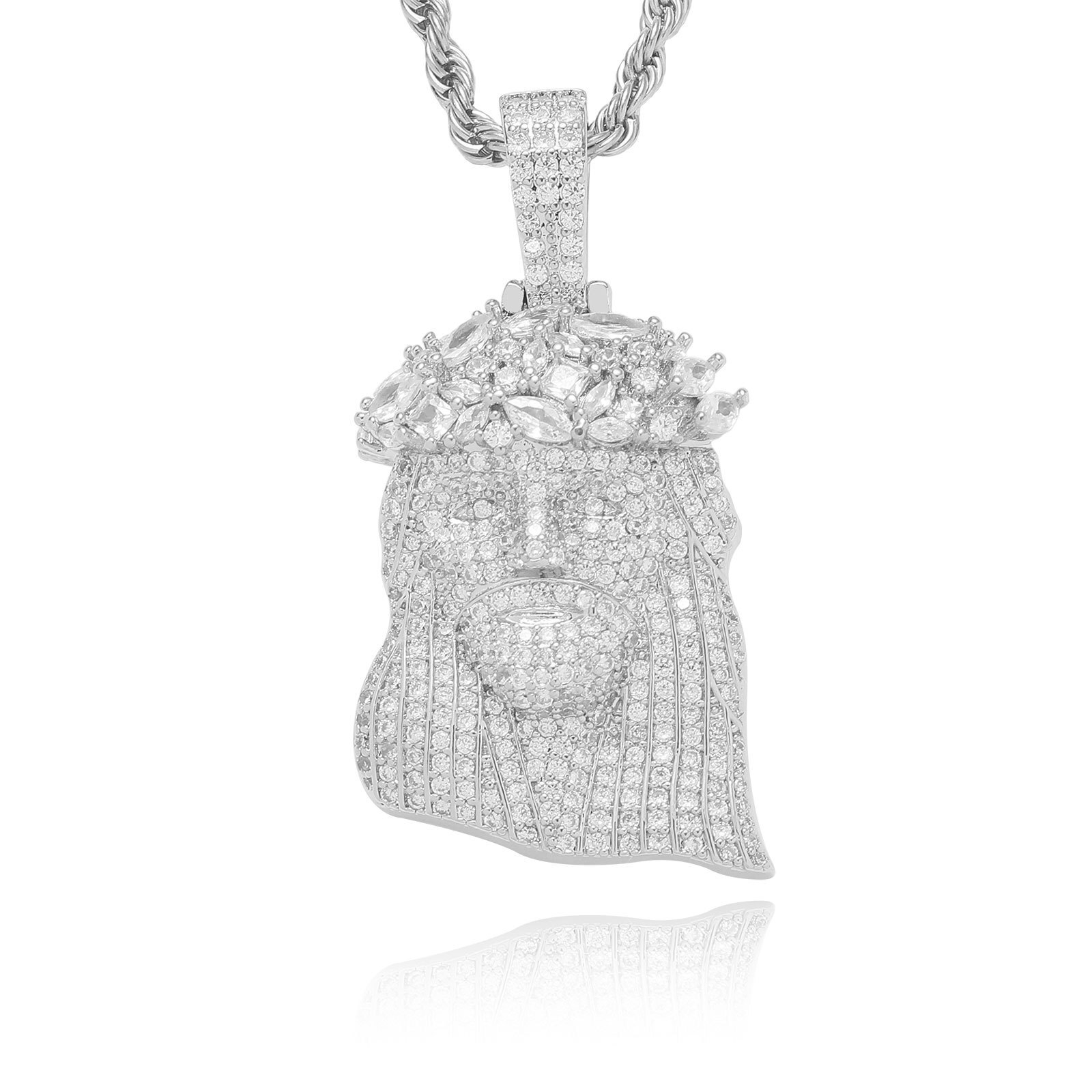 Luxury 3D Abstract Moissanite Iced Out Bling Human Head Trendy Hip Hop Urban Unisex Creative Statement Accessory Pass the diamond tester