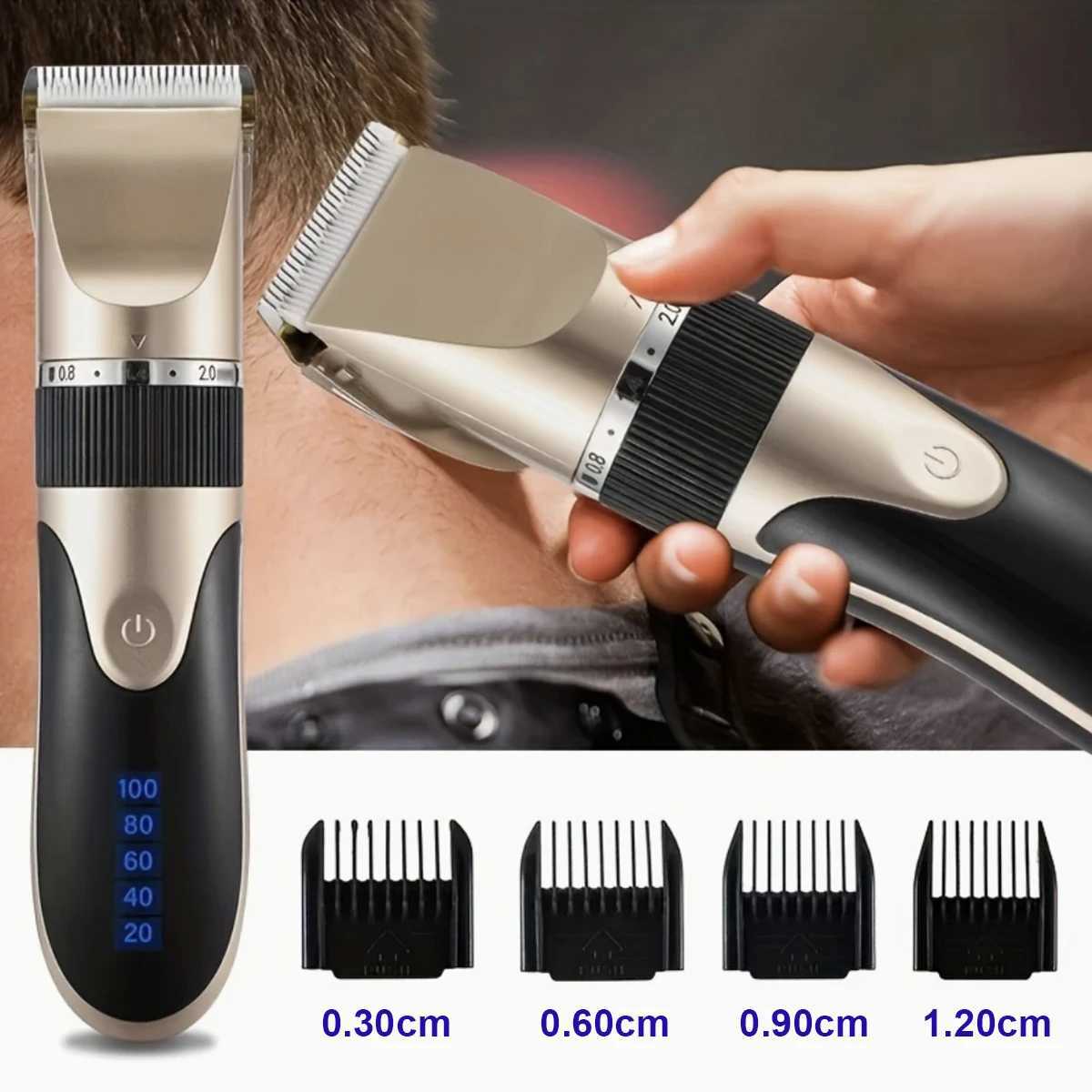 Hair Trimmer Clipper For Men Electric With Limit Comb Haircut Ceramic Blade Razor Barber 1200 mAh Lithium BatteryXJ250624