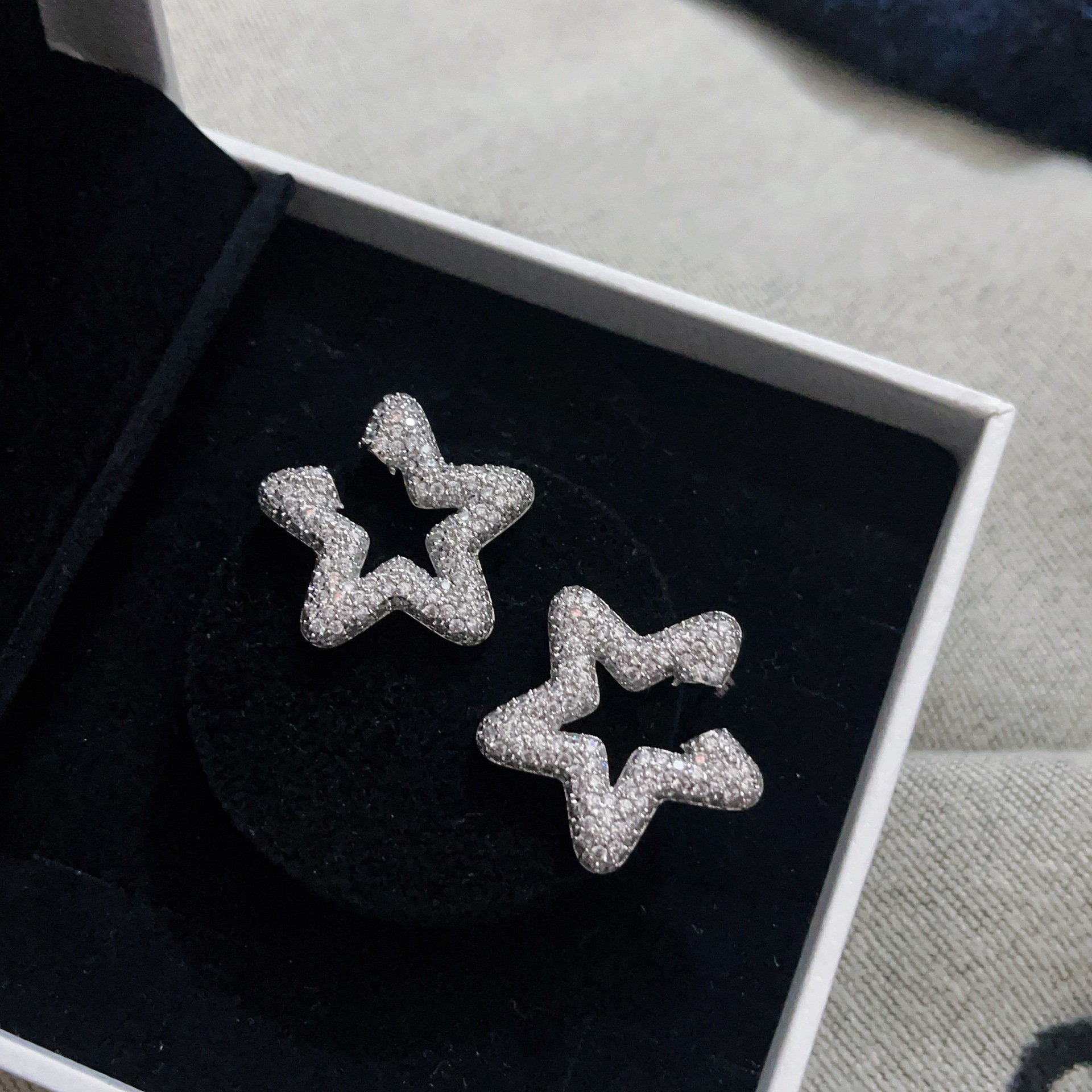 2025 Choucong Korean Ins Top Sell Luxury Jewelry 925 Sterling Silver Pave White 5A Cubic Zircon CZ Diamond Party Elegant Lady Women Star Stud Earring 