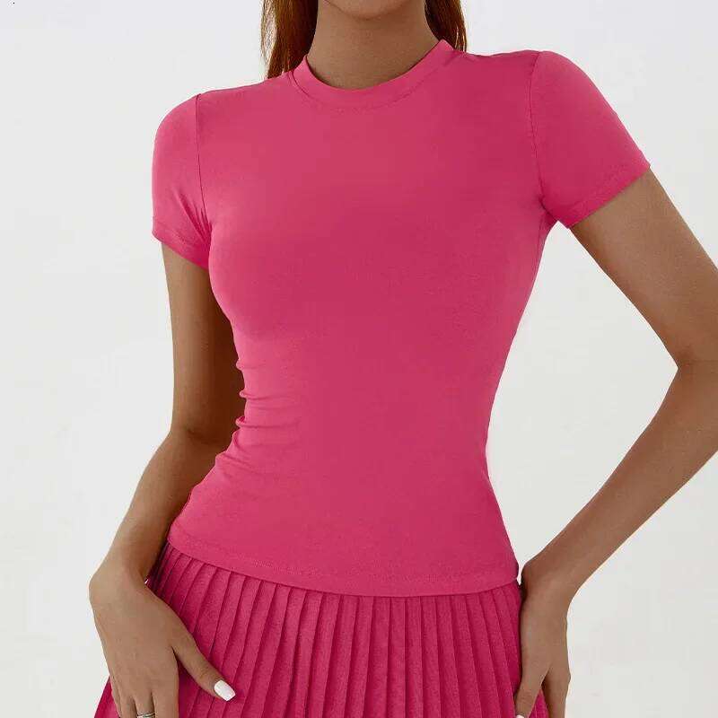 Fashion Lightweight Breathable T shirt Short Sleeve Sports Workout Fiess Soft Women Pilates Running Yoga Sport Top