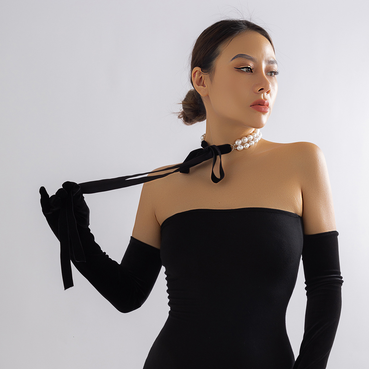 Jewelry French Court Beaded Elegant Imitation Pearl DIY Veet Tassel Necklace for Women