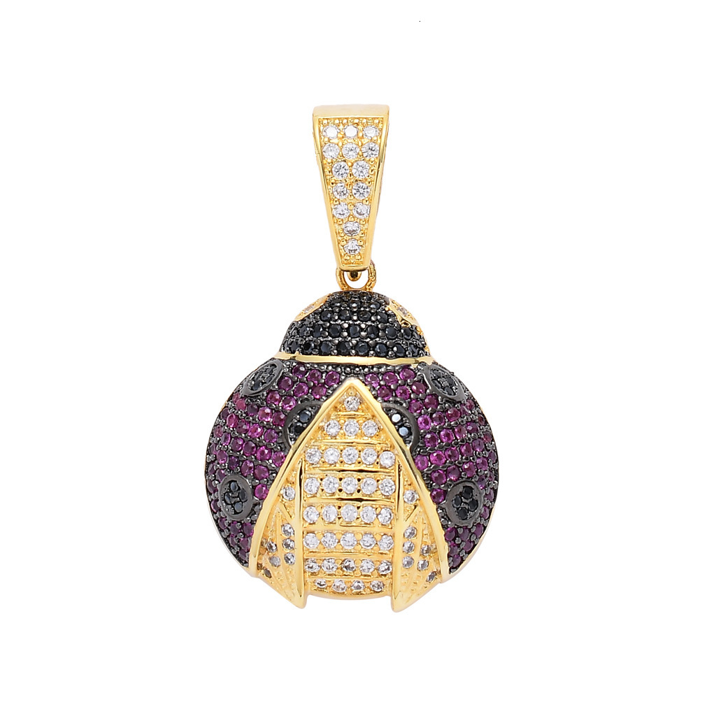 Luxury Moissanite Necklace Hip Hop Jewelry Beetle Unique Creative Pendant Ladybug Cute Unisex Necklace Pass the diamond tester