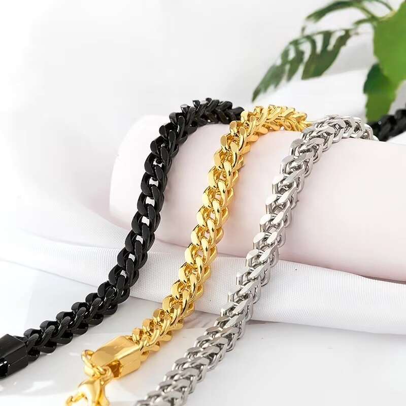 Wholesale Hot Sale 18k Gold Plated Cuban Chain Bracelet Stainless Steel Containing Miami Cuban Chain Bracelet Men and Women