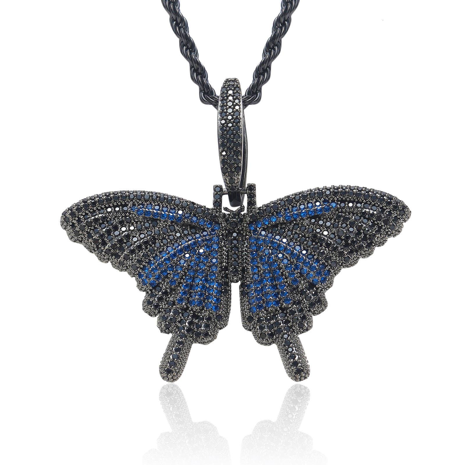 Luxury Moissanite Hip Hop Small Butterfly Pendant Color Ice Out Bling Trendy Unisex Couple Labubu Necklace Pass the diamond tester