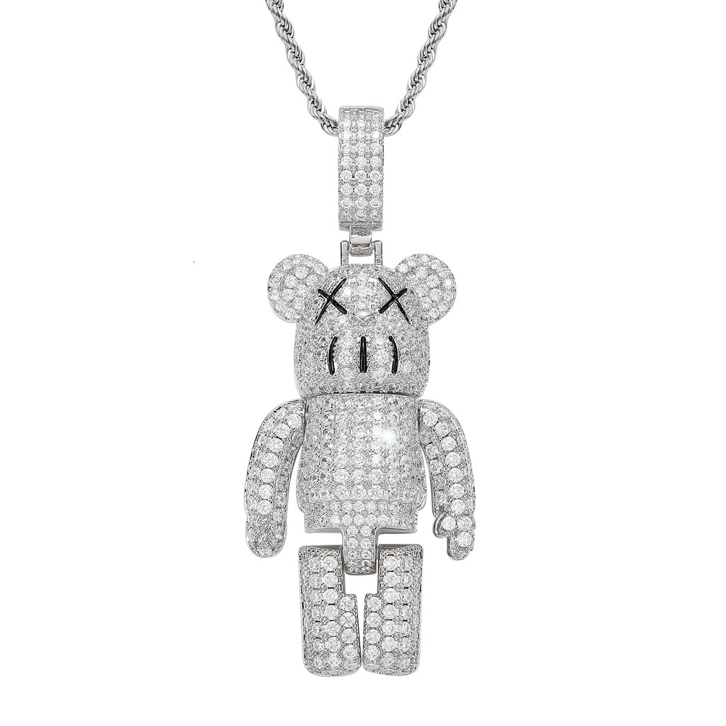 Luxury Moissanite Anime Mecha Bear Iced Out Bling Hip Hop Labubu Pendant Trendy Swag Accessory Pass the diamond tester