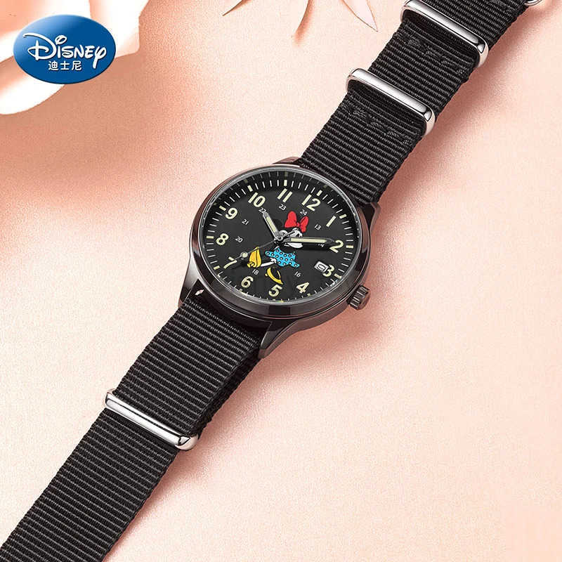 Disney For Women Men Unisex Watch Mickey Minnie Mouse Quartz Wristwatch Cartoon Dial Date Calendar Luminous Hand Youth New Clock Y250624