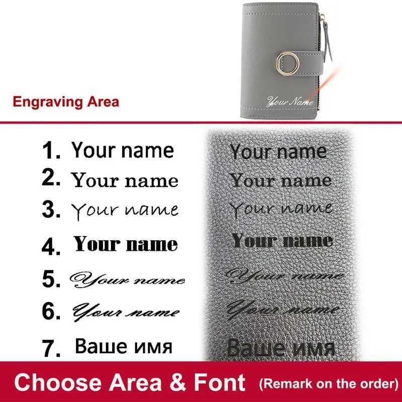 2023 Short Women Wallets Free Name Engraving Coin Pocket Zipper Female Purse New Fi Card Holder Simple Womens WalletXJ250624