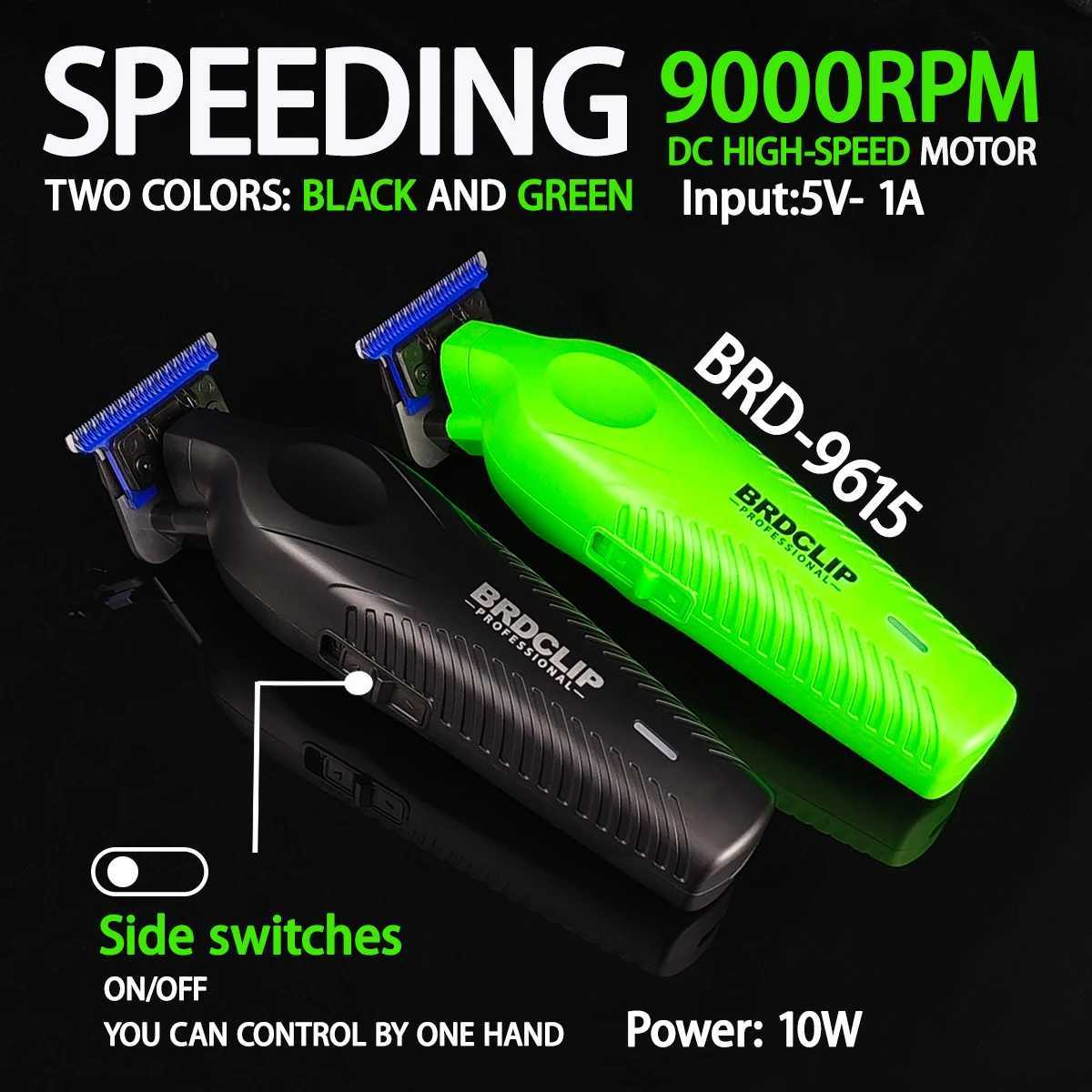 Professional BRDCLIP New Hair Trimmer 9615 Electric High Power Motor 9000RPM DLC Special Blue Ceramic Blade With Charging Base XJ250624