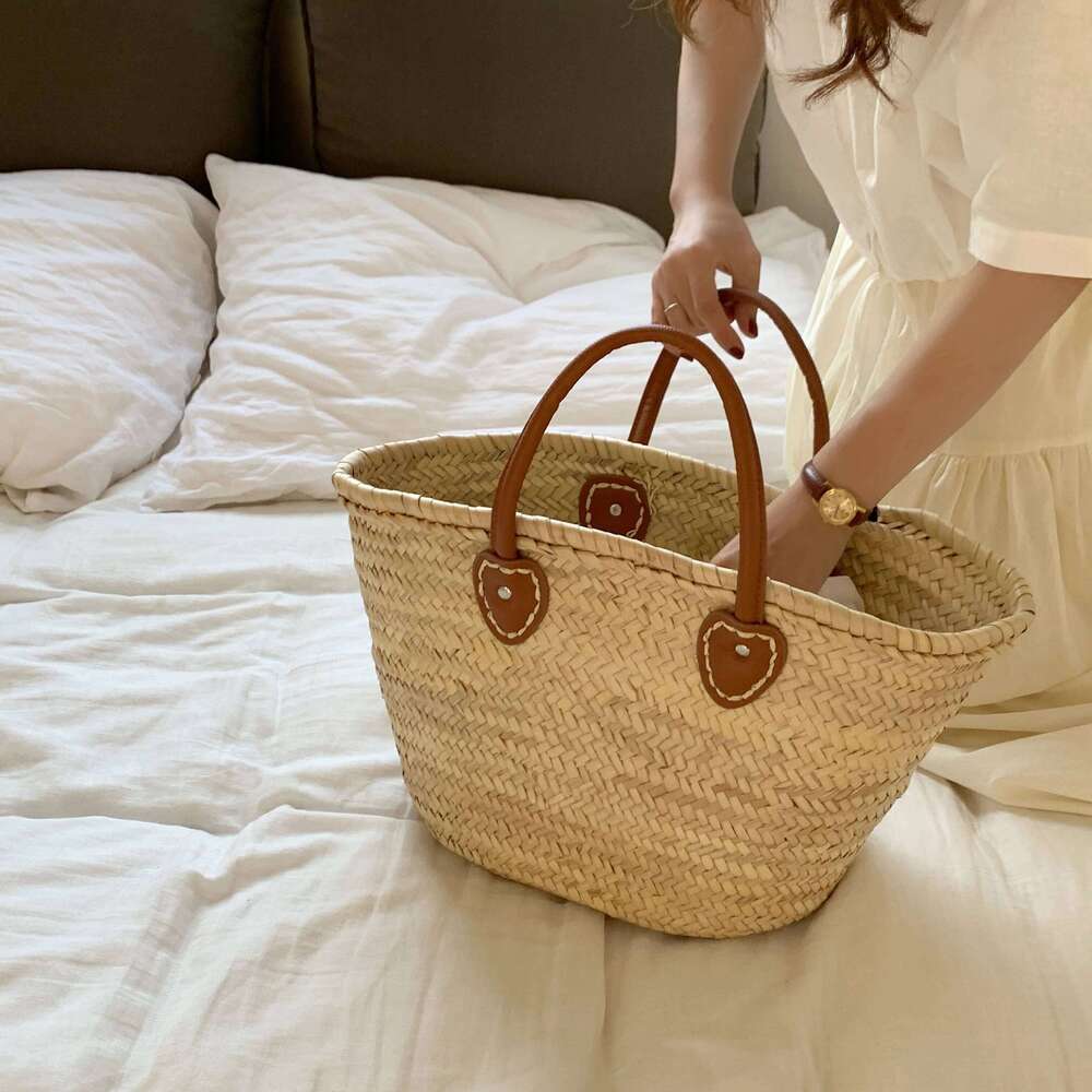 BIG Summer Handmade Bags Women Weaving Ladies Straw Wrapped Beach Bag Rattan Kintted Top Handle Handbags Travel Totes