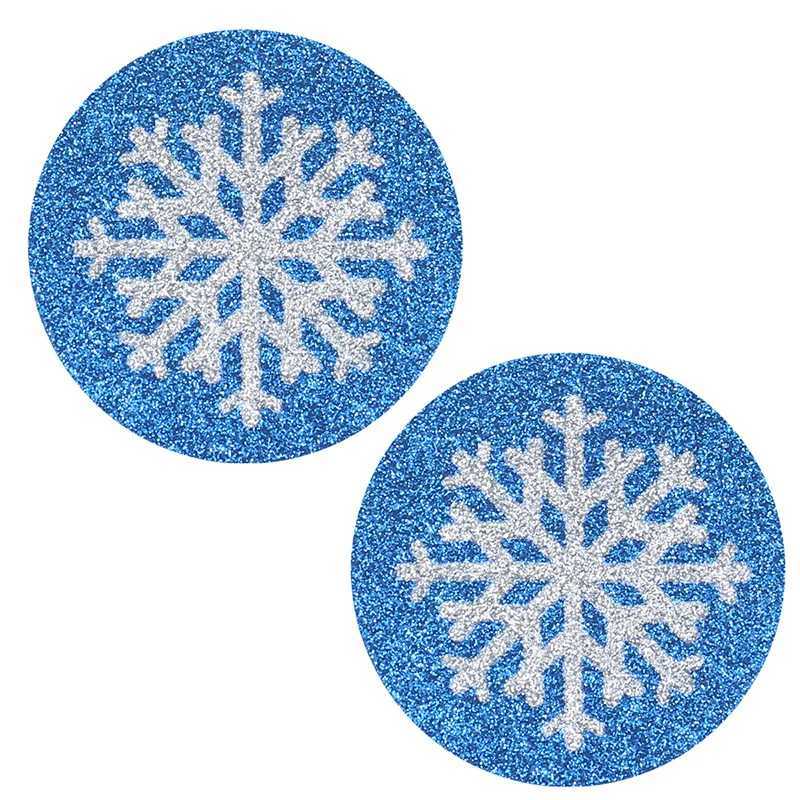 Christmas Snowflake Nipple Covers for Women Disposable Glitter Pasties in Snowflake Glove Shapes Holiday Bra Stickers Girls W250624