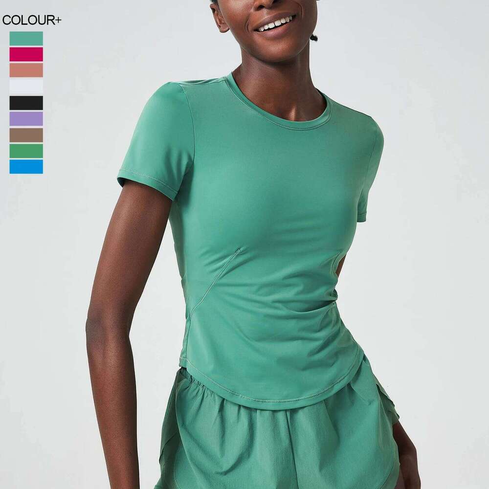 2025 Women's Yoga Chic Solid Color Short Sleeve T-Shirt Slim Fit Shirts Summer Streetwear Basic Crop Tops Gym Wear