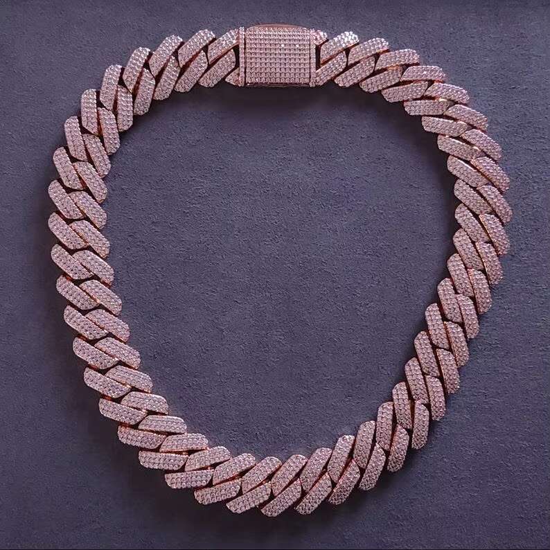 Hip Hop Jewelry Miami Cuban Link Chain Bracelet for Men Iced Out Diamond 18mm Cuban Bracelet 18k Real Gold Plated