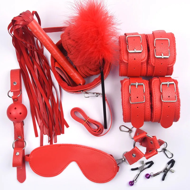 Leather Nylon Handcuffs Whip Mouth Gag Bondage BDSM Kits Sex Toys For Women Bondage Adult Games Exotic Sex Products 250624