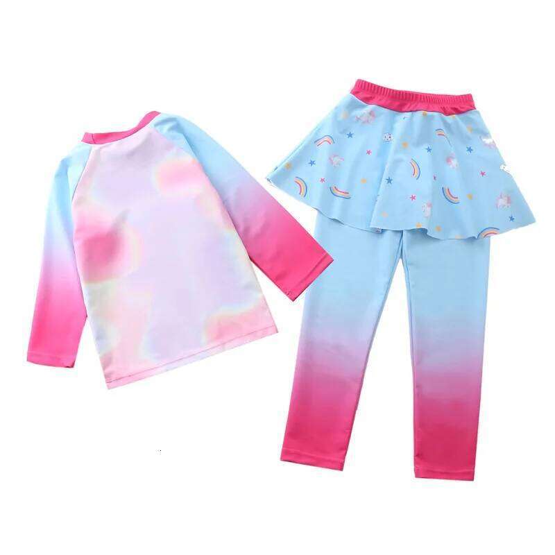 Swimsuit for Girls Two Pieces Unicorn Children's Bathing Beach Swimwear Skirted Surf Pants Leggins Set Girls' Swimming Suit