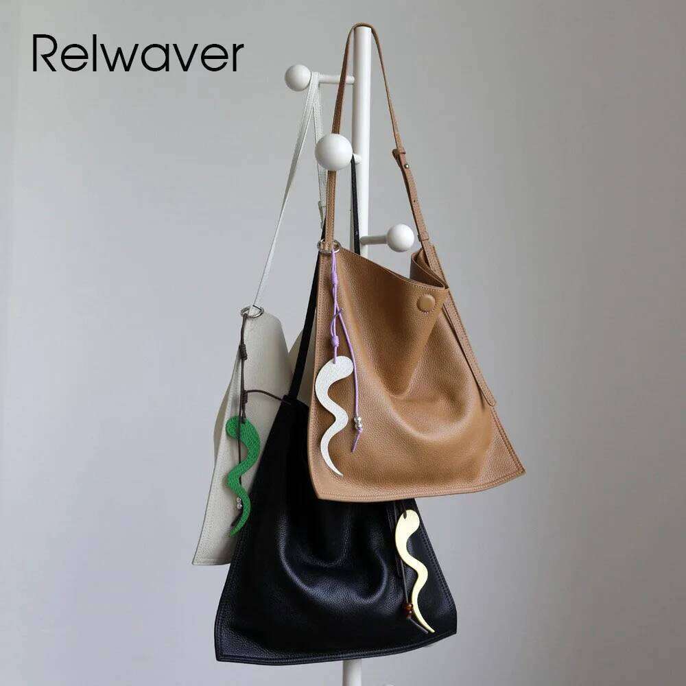 Luxury Designer bags Relwaver women shoulder big genuine leather tote 2025 autumn winter thin crossbody commuting ladies hand bag
