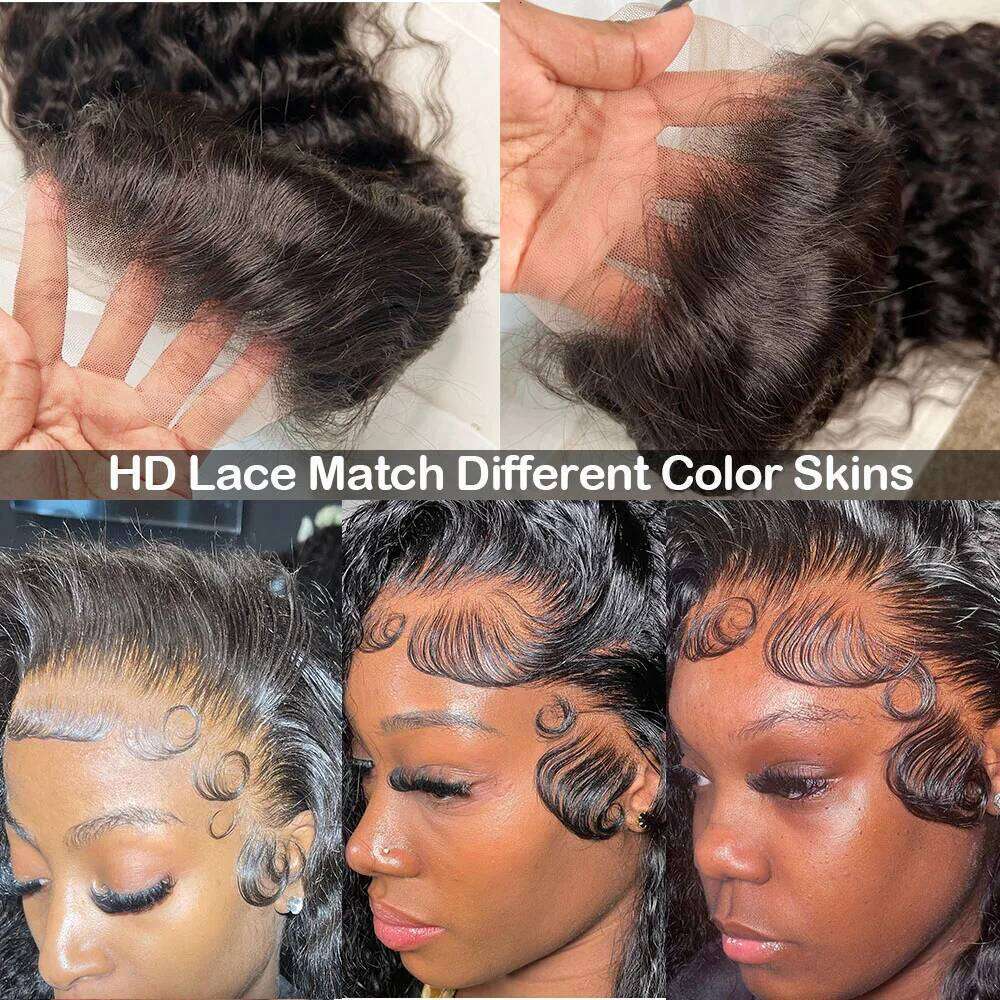 Deep 13x6 Frontal Invisible Strap 360 HD Full Glueless 30 Inch Water Wave Lace Front Wig Human Hair