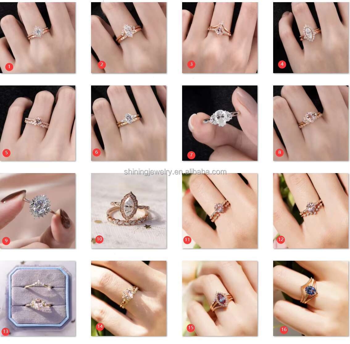 Custom Luxury Wedding Bands Ring Silver Sterling Gold Plated Fully Moissanite Diamond Engagement Rings