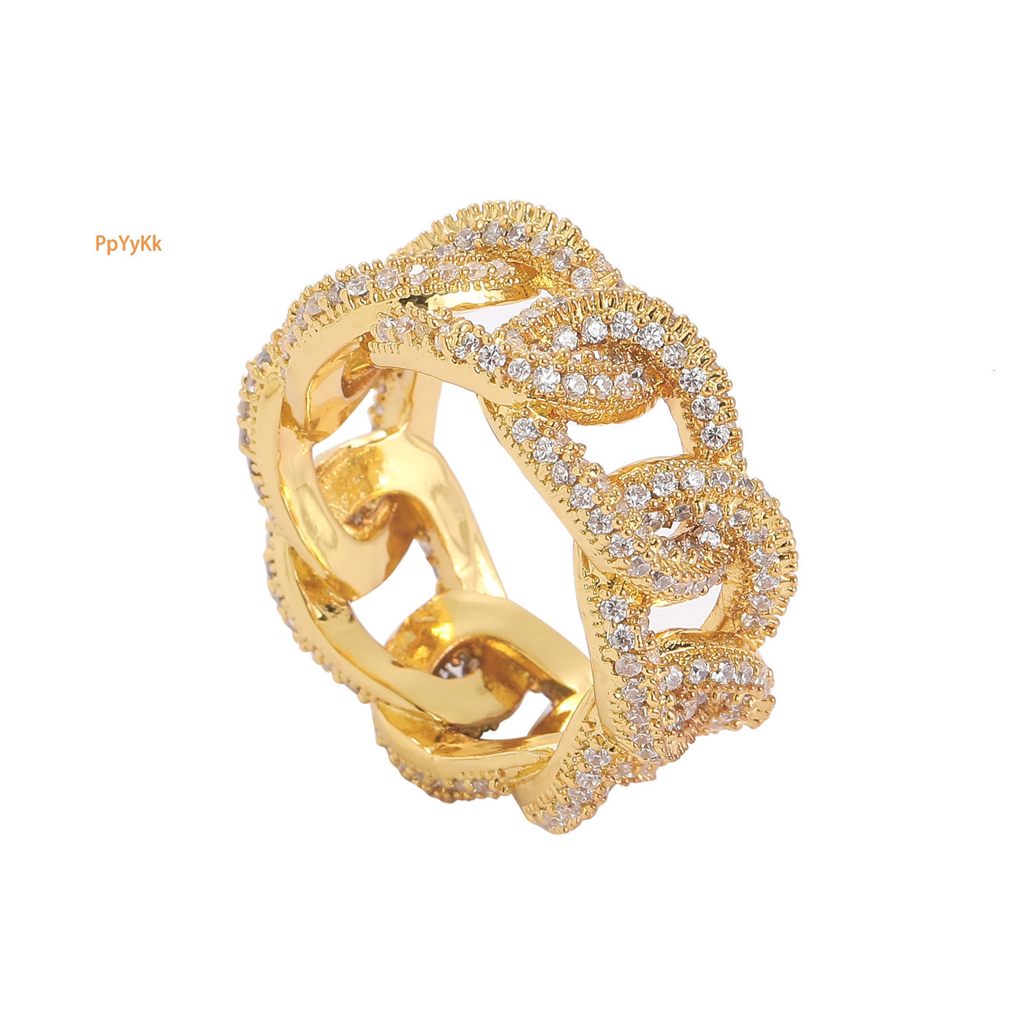 Luxury Moissanite Hip Hop Ring Cuban Link Hollow Out Bling Bling Iced Out Unique Trendy Couple Rings Pass the Diamond Tester