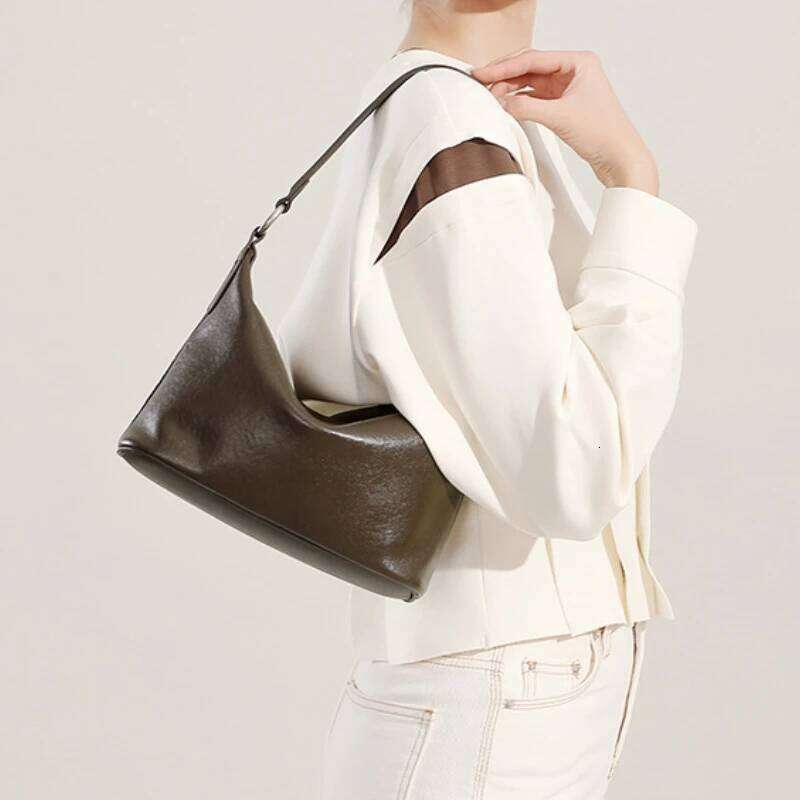 High Quality Plant-Based Tanned Cowhide Women's Vintage Underarm Hobo Bag, Multifunctional Shoulder Crossbody Bag