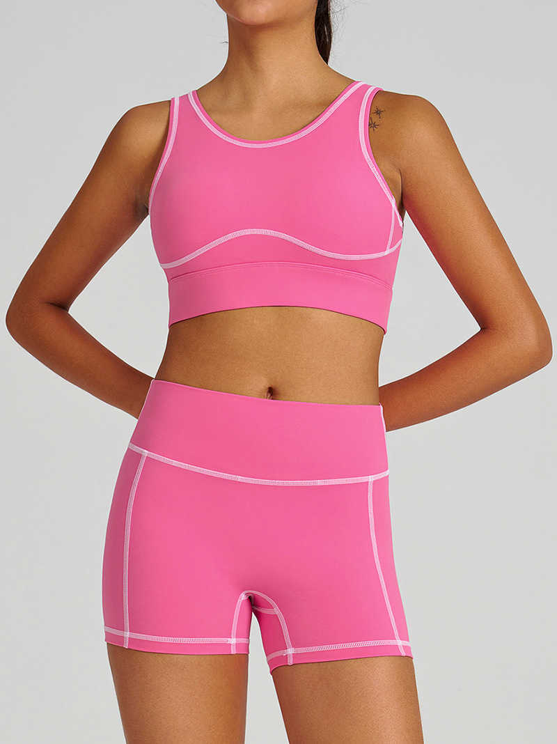 Women's Outdoor sports outfit shorts vest color-matched running quick-drying sports underwear halter-style yoga set for women S250624