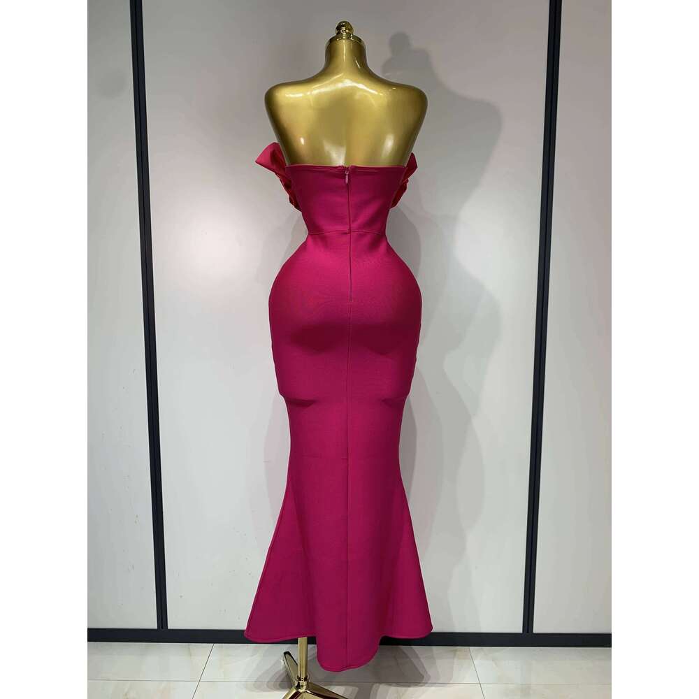 Birthday Party Dresses Women Elegant Bandage Bodycon Dress Strapless Appliques Sparkly Dia Evening Club Outfit