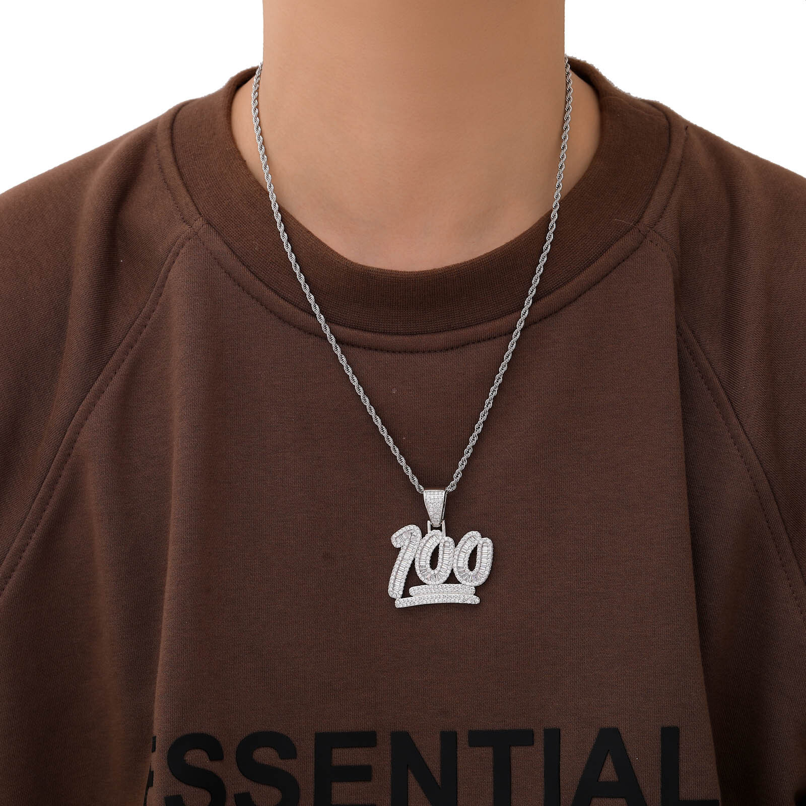 Luxury Moissanite Bling Iced Out 100 Point Pendant Diamond Studded Personalized Creative Hip Hop Jewelry Necklace for Men Women Pass the diamond teste