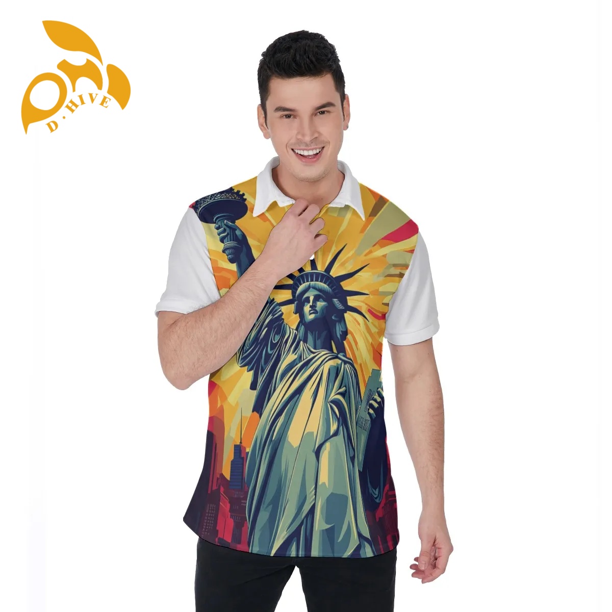 free shipping new design All-Over Print Men's Polo Shirt Collar Jersey High-quality fabric Fashionable style Skin-friendly breathable classic pop