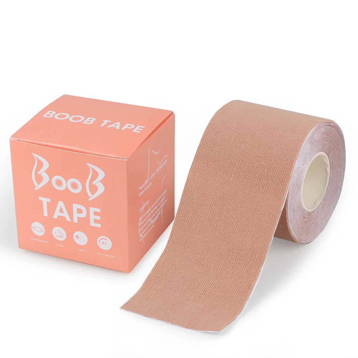 Boxed 5Cm*5M/Roll Invisible Push-Up Breast Enhancement Tape Breathable Elastic Fabric Breast Lift Tape Self-Adhesive Push Nipple W250624