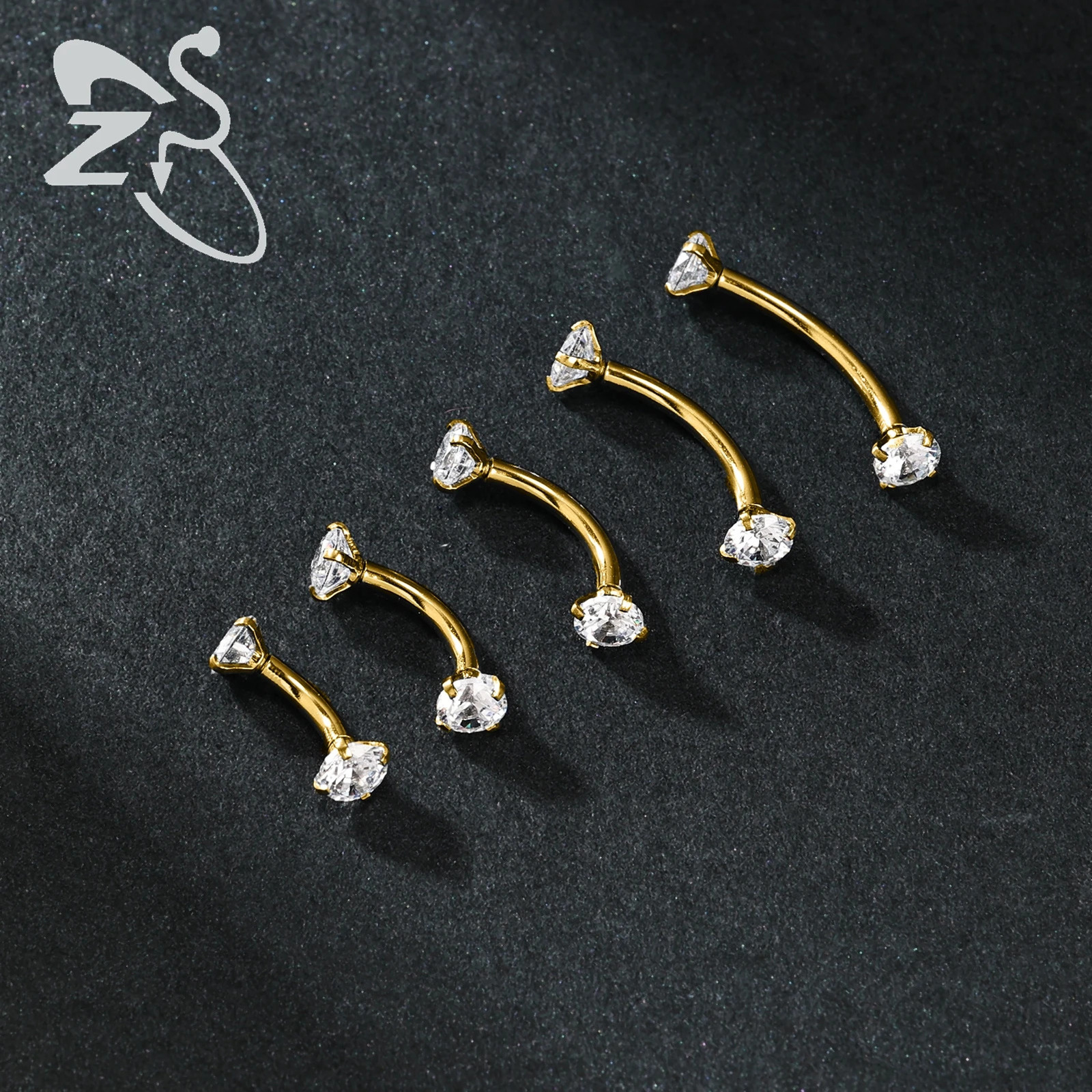 ZS 1PC 14G Stainless Steel Opal Eyebrow Ring Curved Barbell Cartilage Earring Crystal Labret Piercing 68101214mm Jewelry 250613