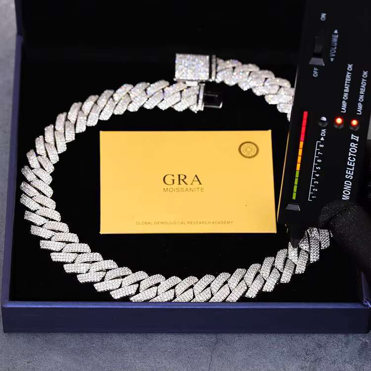 Heavy Cuban Chain 3rows 20mm Wide Sterling Silver Iced Out Moissanite Cuban Link Chain Man Hip Hop Necklace