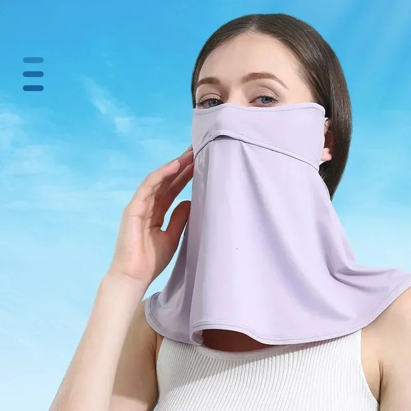 Breathable Ice Silk Face Veil for Women UV Proof Half Mask with Eye and Neck Cover Ideal for Summer Outdoor Sun Protection 250624