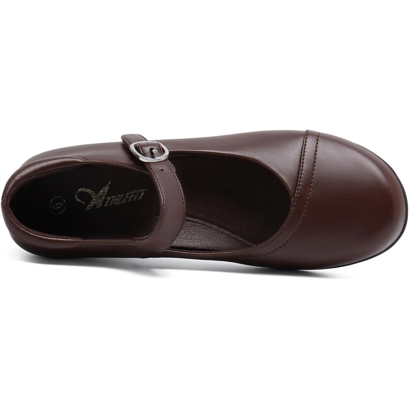 Athlefit Mary Jane Flats for Women Dressy Ballet Shoes Comfortable Round Toe Buckle Work Flat Shoes 250624