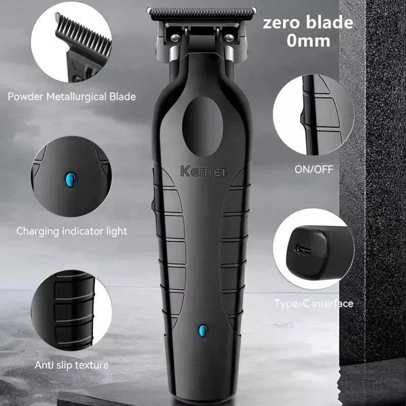 Kemei Professional Hair Clipper Kit Electric Shaver Male Hair Cutting Machine Hair Clipper Kit for Men Electric TrimmerXJ250624
