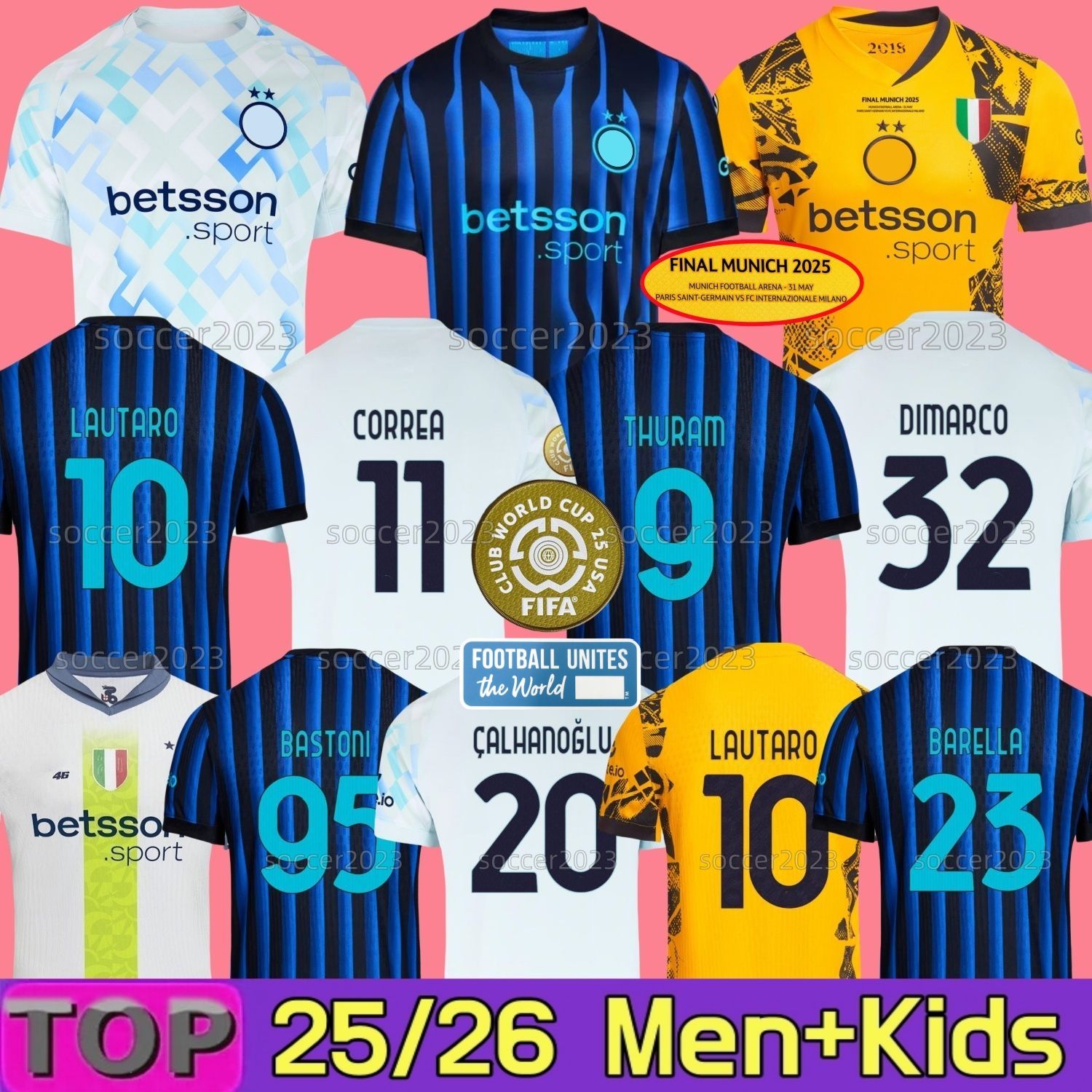 25 26 LAUTARO Soccer Jerseys THURAM DUMFRIES BARELLA CALHANOGLU DIMARCO Rossi FRATTESI 24 2025 2026 Final Maglie Football Shirt Inters MilansS player men Kids Kit