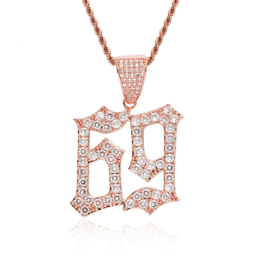 Luxury Moissanite Rapper Style Iced Out Bling 69 Number Hip Hop Streetwear Creative Pendant Jewelry Pass the diamond tester