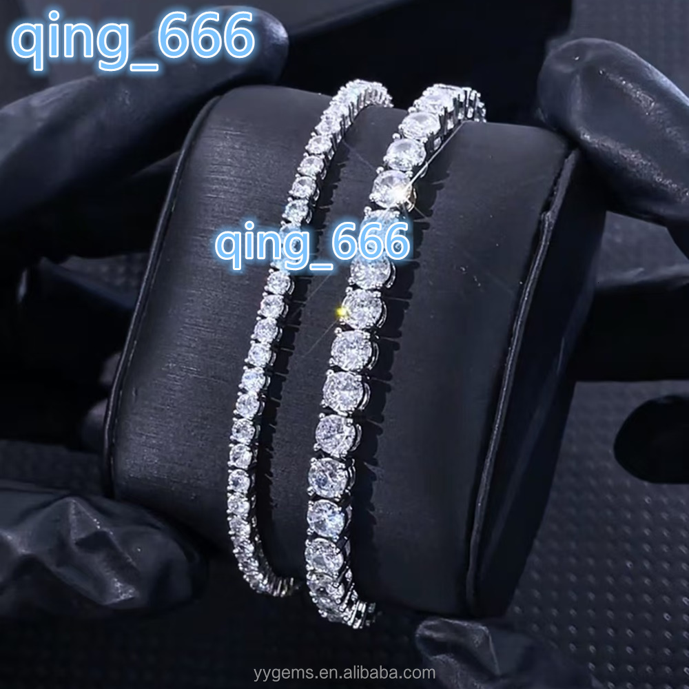 GRA Certificate 5mm 6.5mm Diamond Tennis Bracelet 925 Solid Silver VVS Moissanite Gold Plated Fine Jewelry