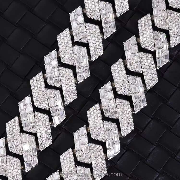 Customization Real GRA Certificate Baguette Moissanie Diamond S925 Cuban Link Chain with Free