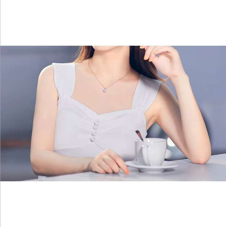 Yingma Ladies 925 Sterling Silver Pendant Necklace D VVS Grade Round Cut Diamond Moissanite Necklace for Wedding Engagement