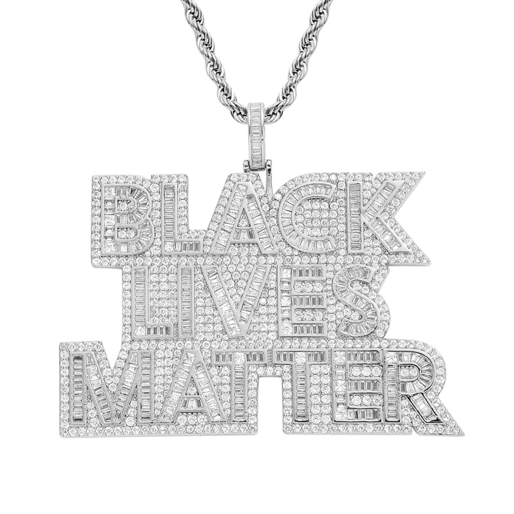 Luxury Moissanite Jewelry Letter Slogan Pendant Iced Out Diamond Hip Hop Swag Streetwear Necklace Pass the diamond tester