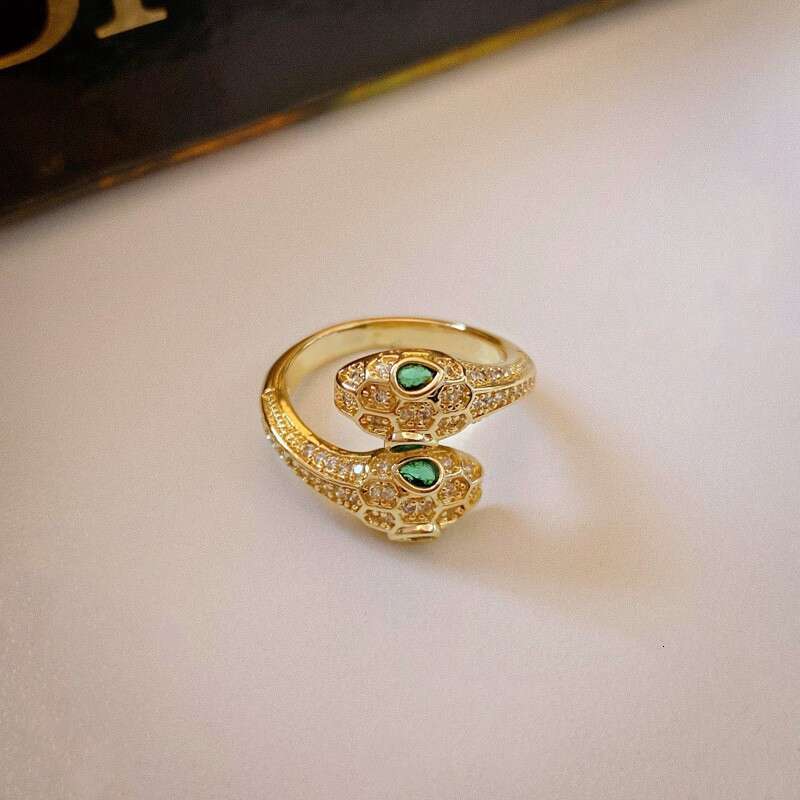 Real Gold Plated Zircon Snake Ring for Women, Niche Fashion Design Sense, Index Finger Ring, Ins Internet Celebrity High-end Sense Jewelry
