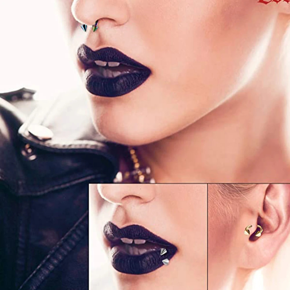 1Pair Steel Circular Barbell Horseshoe 16G 20G Lip Eyebrow Nose Septum Piercings Hoop Ear Cartilage Helix Lobe Earring 250613