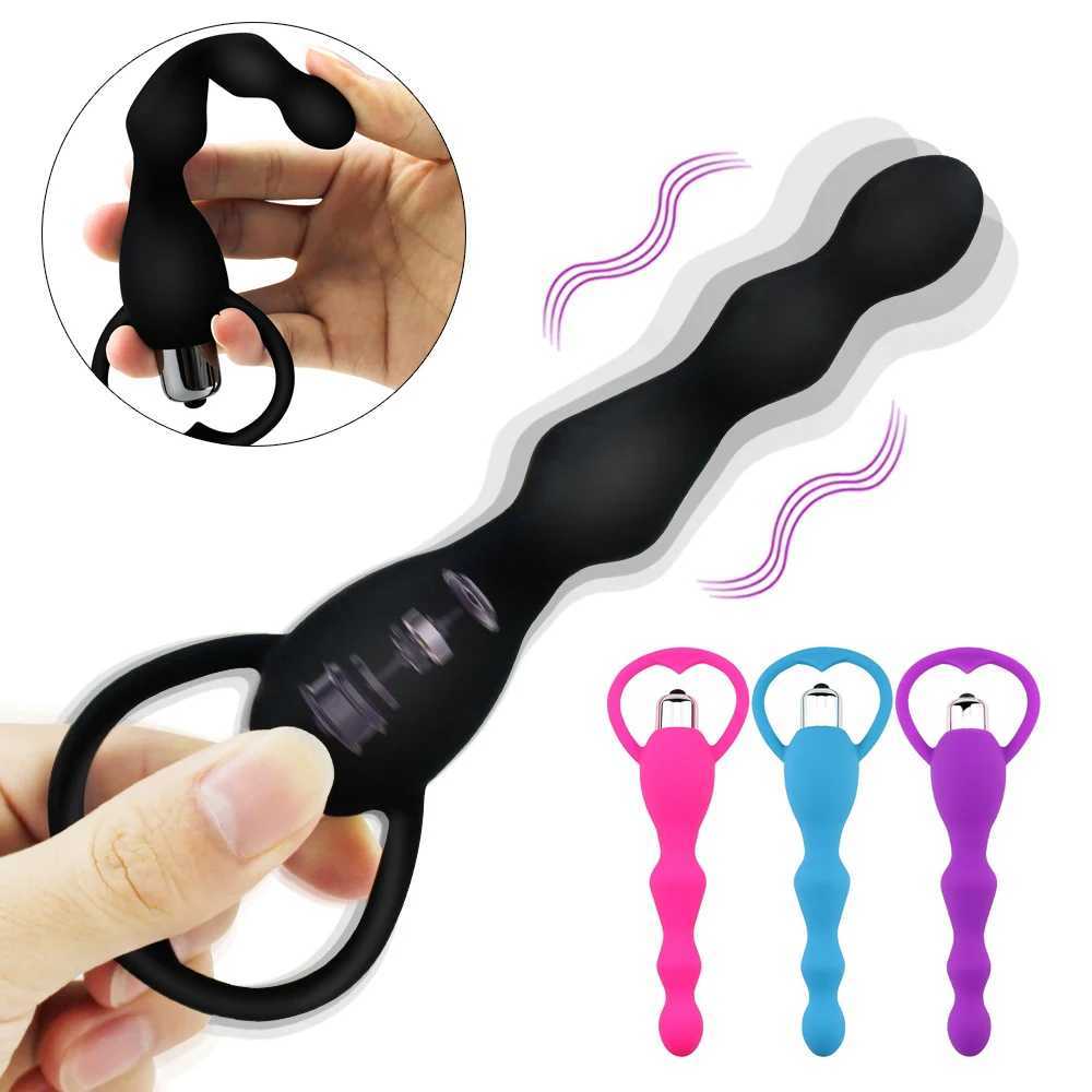 Vibrating Anal Plug Prostate Massage Soft Anal Beads Butt Plug Vibrators Sex Toys For Couples Butt Plug Silicone Adult Products W250624