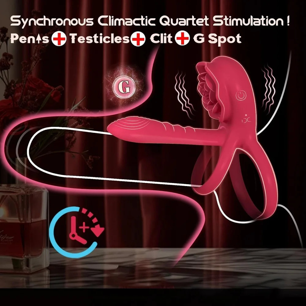 Rose Cock Ring Penis Sleeve Vibrator Delayed Ejaculation G-spot Clitoral Stimulator Powerful Vibrating Sex Toy For Men Couple 250624