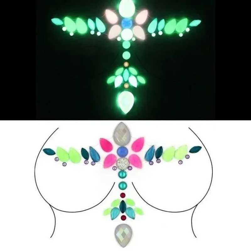 New Luminous Breast Petal Chromophous Acrylic Chest Paste Breathable Nipple Covers Bra Breast Pasties Adhesive Stickers W250624